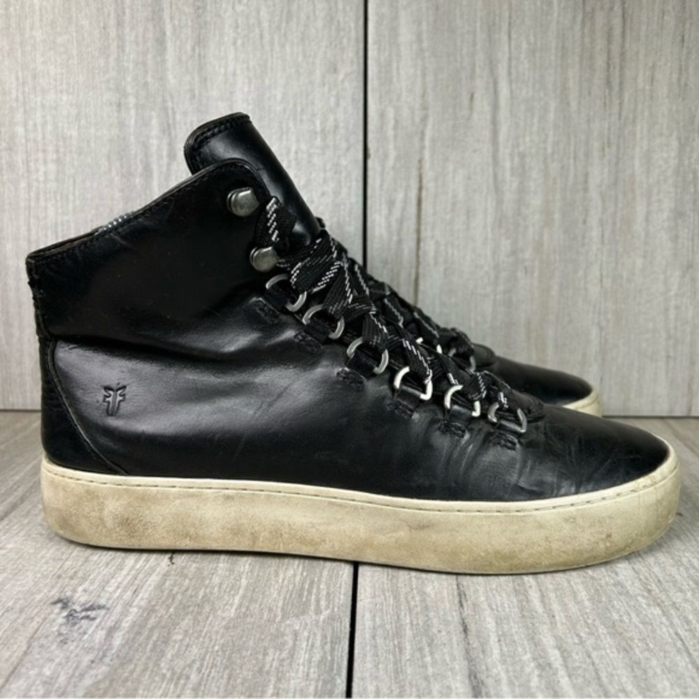 Frye Lena Black Leather High Top Sneaker Lace Up Casual Shoe Women’s Size 7.5 M
